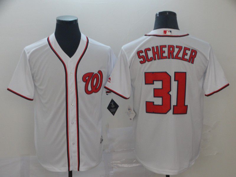 Men Washington Nationals 31 Scherzer White Game MLB Jerseys